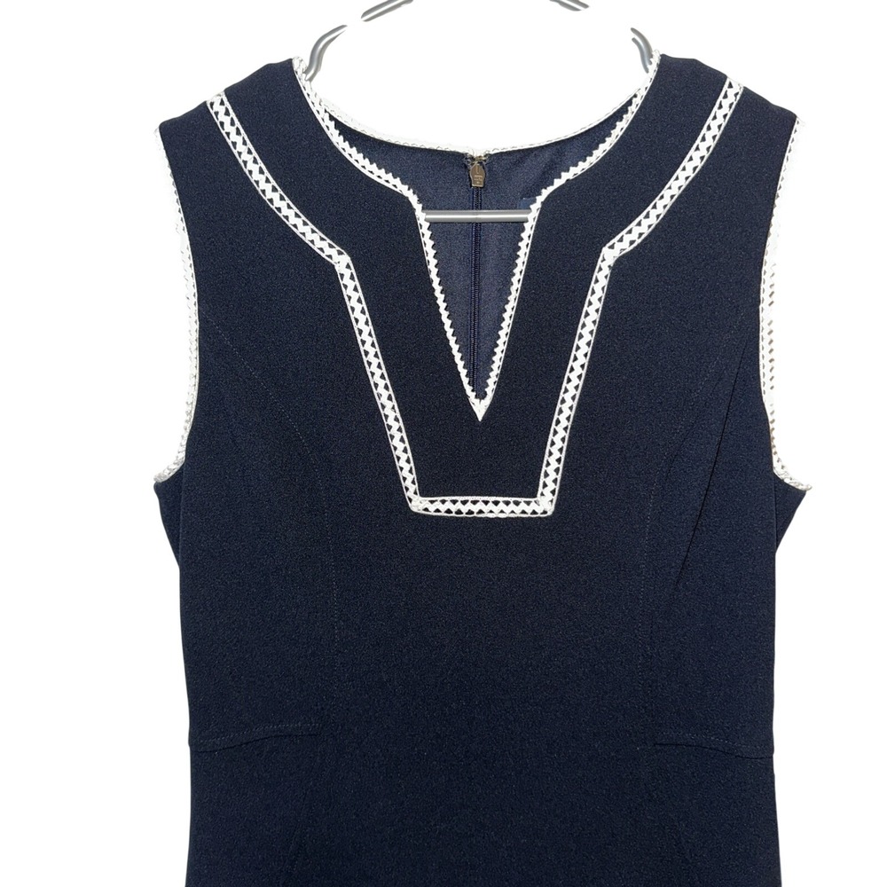 Tommy Hilfiger Navy Blue Sheath Dress Crochet Trim Sleeveless A8SC1VR1 Size 6